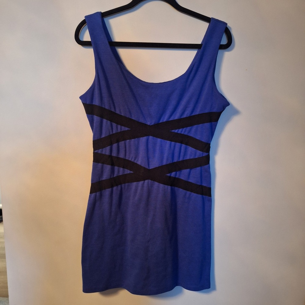 One Clothing Royal Blue Black Bandage Waist Bodycon Party Mini Dress Size XL